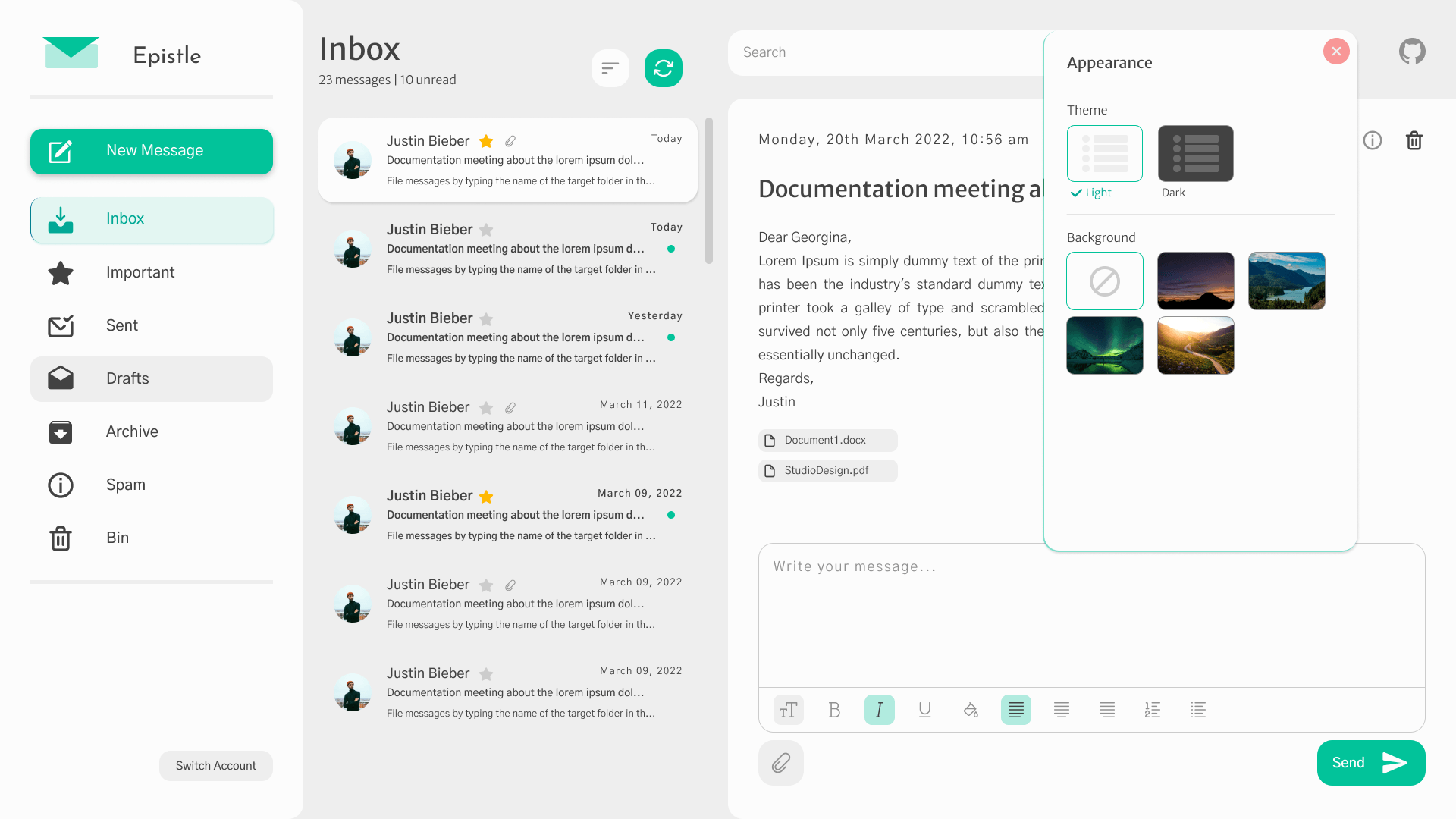 Screenshot of project: Epistle