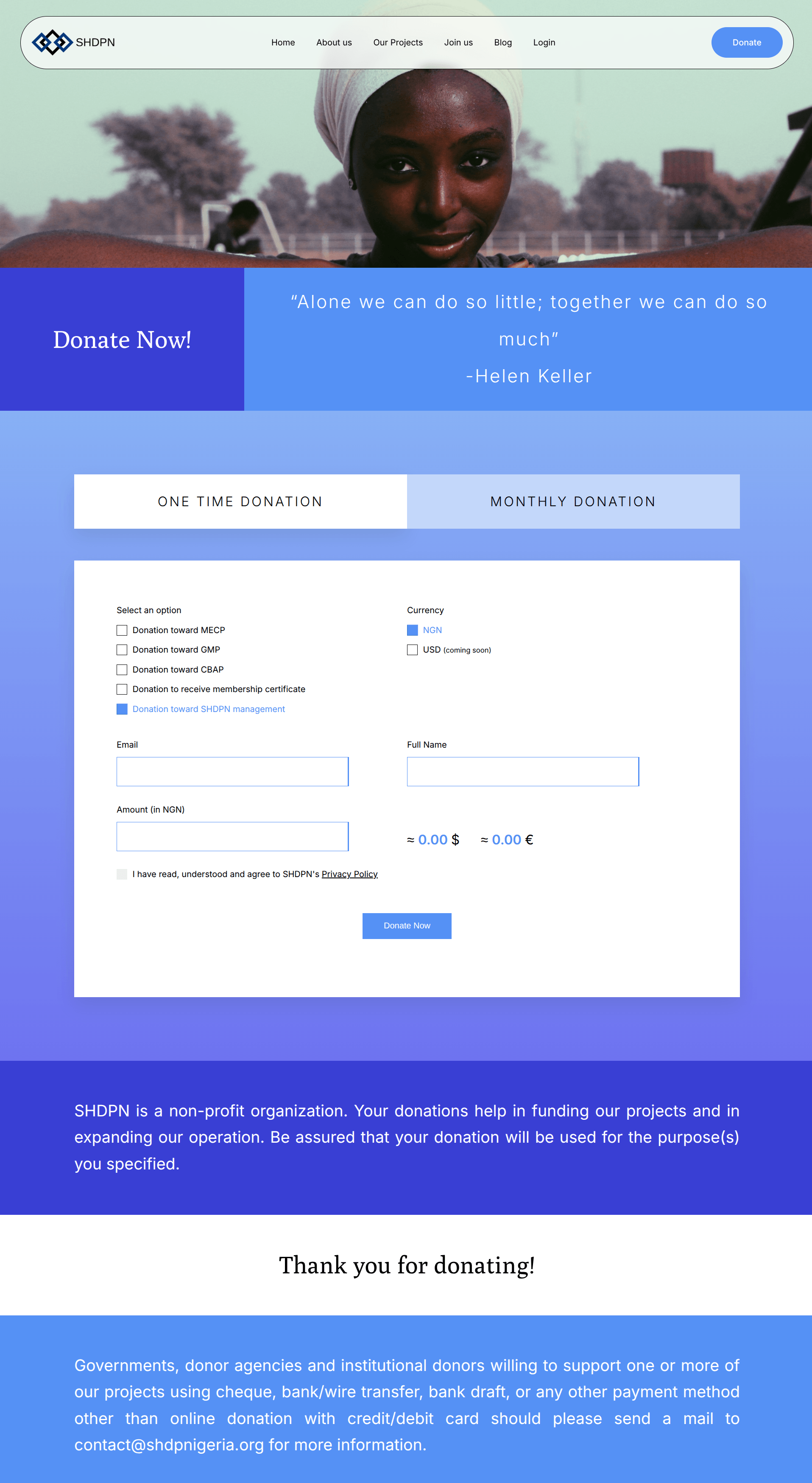 Screenshot of project: SHDPN